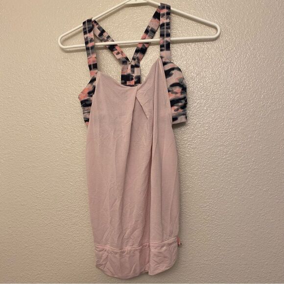 Lululemon blush Rest Less Tank Heathered Barely Pink Wamo Camo size 4 - Picture 2 of 13